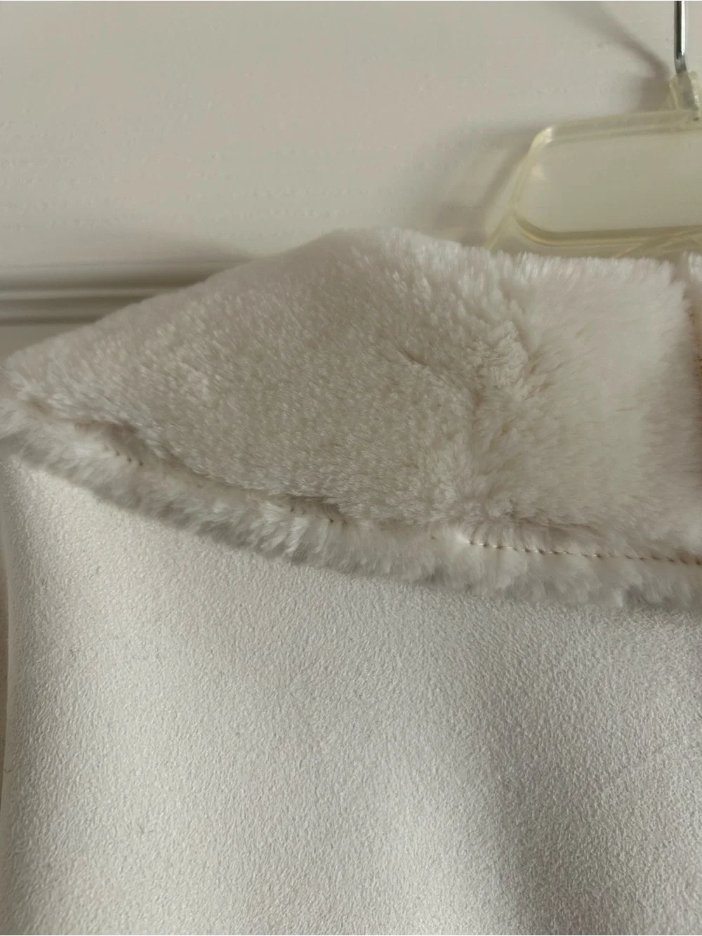White House Black Market Plush Cream Teddy Shawl Jacket